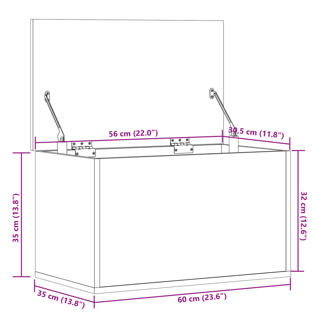 Boîte de rangement noir 60x35x35 cm bois d'ingénierie Coffres de rangement vidaXL
