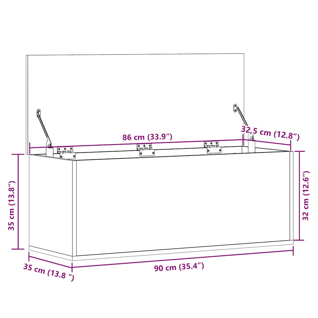 Boîte de rangement chêne fumé 90x35x35 cm bois d'ingénierie - XIOS