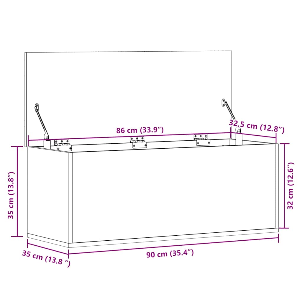 Boîte de rangement sonoma gris 90x35x35 cm bois d'ingénierie - XIOS