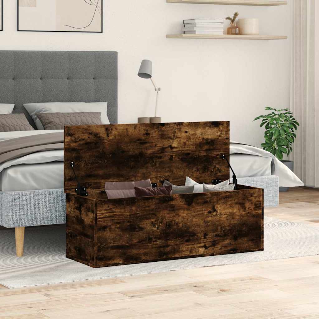 Boîte de rangement chêne fumé 102x35x35 cm bois d'ingénierie - XIOS
