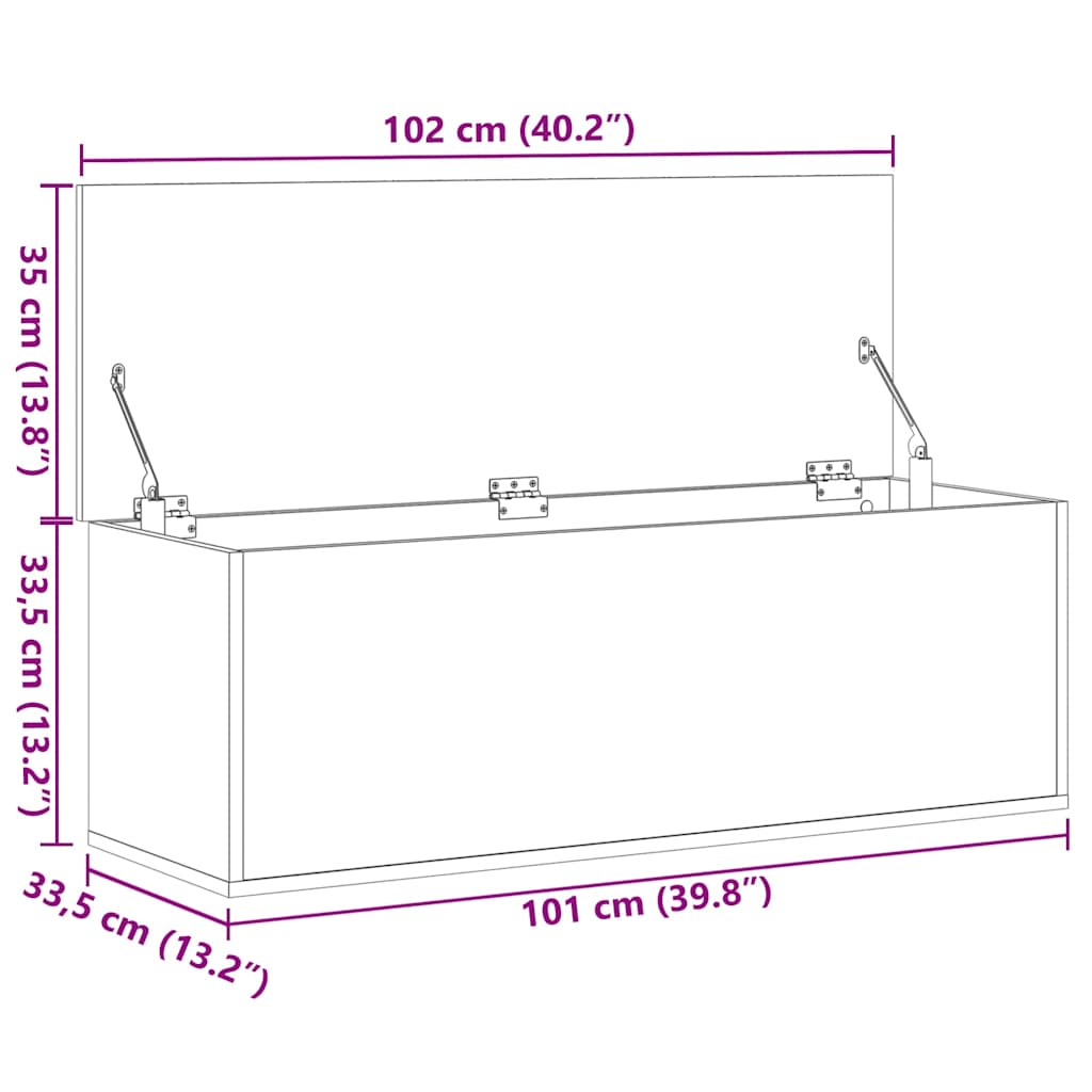 Boîte de rangement chêne fumé 102x35x35 cm bois d'ingénierie - XIOS