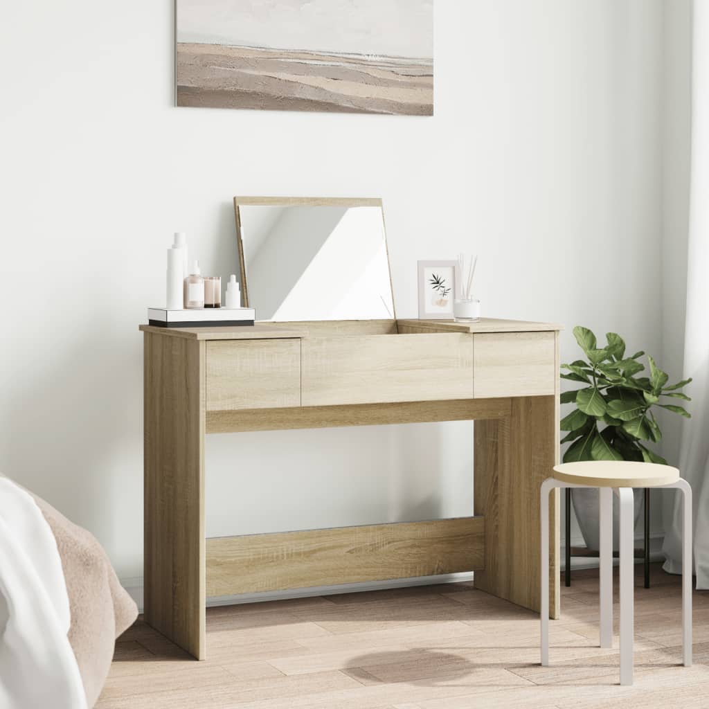 Coiffeuse avec miroir chêne sonoma 100x45x76 cm - XIOS