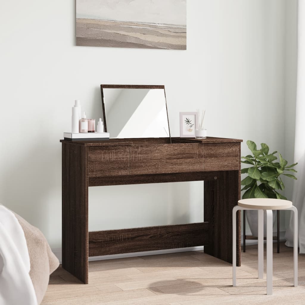 Coiffeuse avec miroir chêne marron 100x45x76 cm - XIOS
