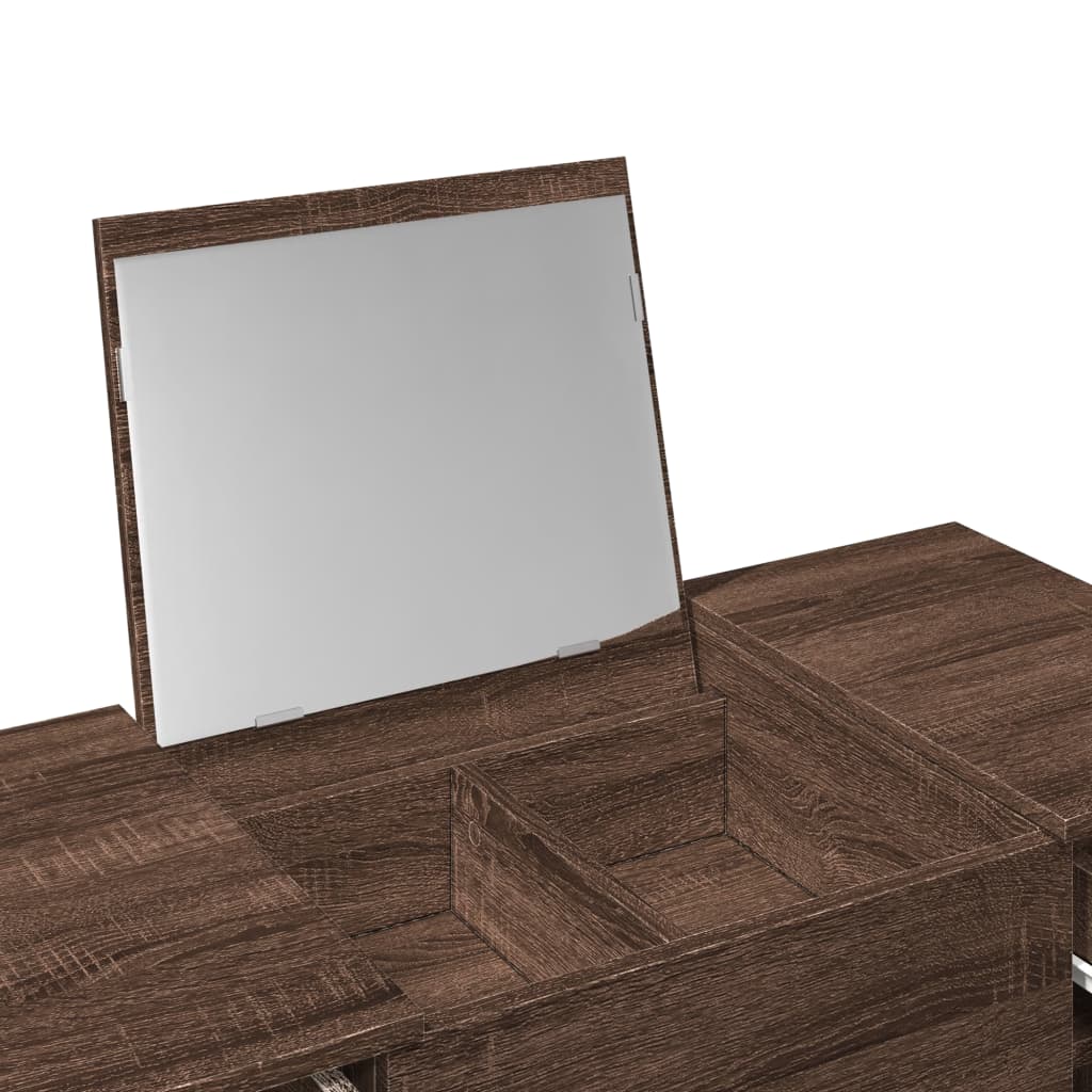 Coiffeuse avec miroir chêne marron 100x45x76 cm - XIOS