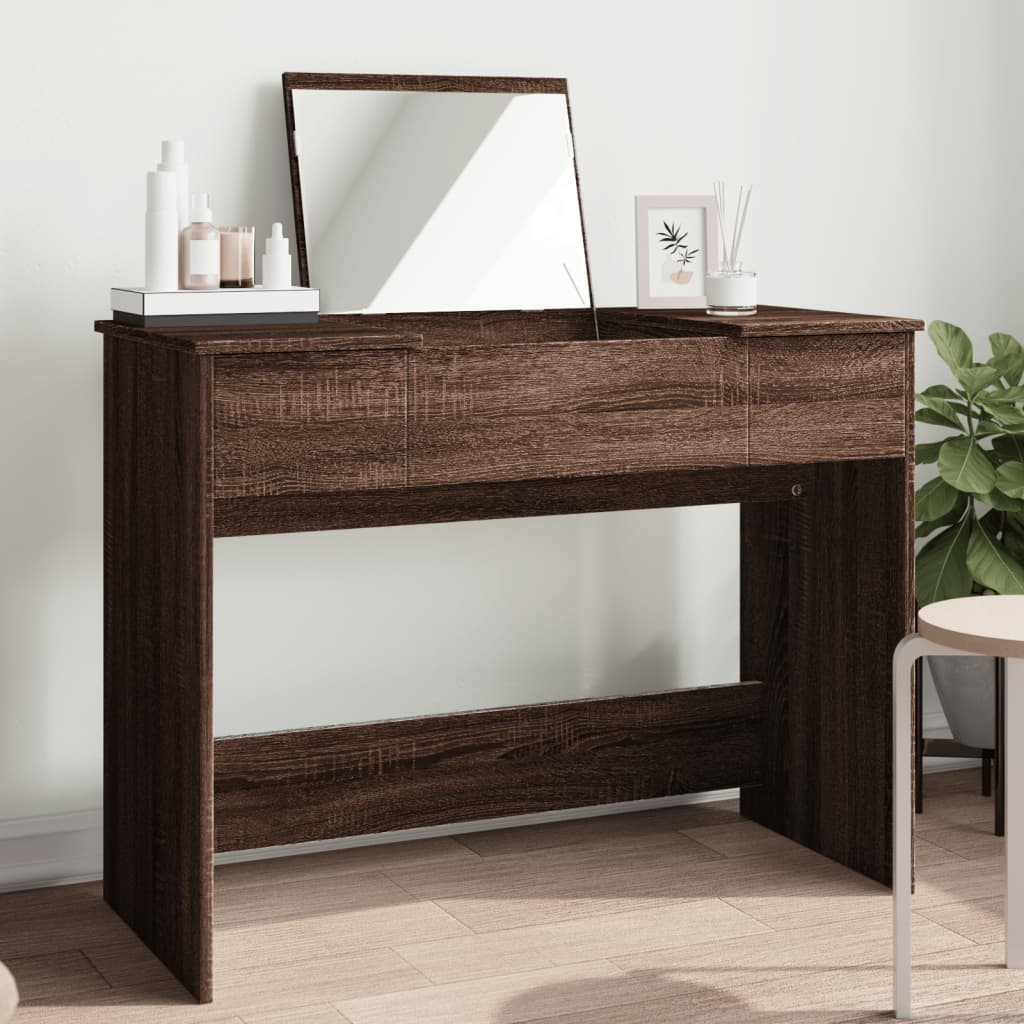 Coiffeuse avec miroir chêne marron 100x45x76 cm - XIOS