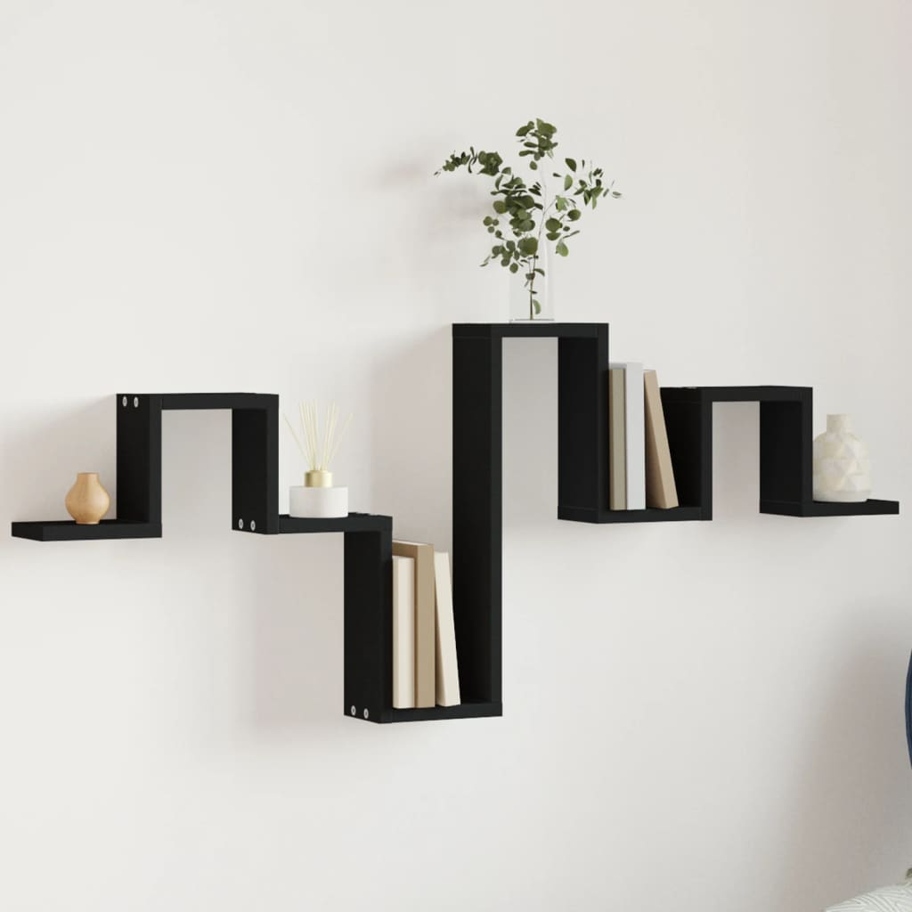 Étagère murale noir 104,5x10x43 cm bois d'ingénierie Étagères murales & corniches vidaXL