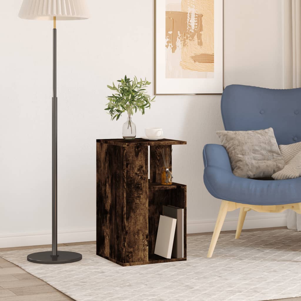 Table d'appoint chêne fumé 35x35x60 cm bois d'ingénierie - XIOS