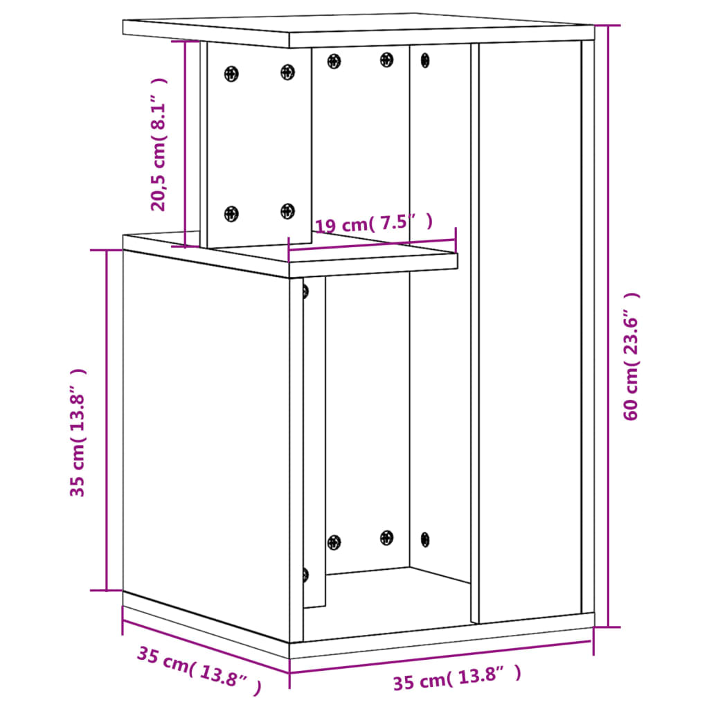 Table d'appoint chêne fumé 35x35x60 cm bois d'ingénierie - XIOS