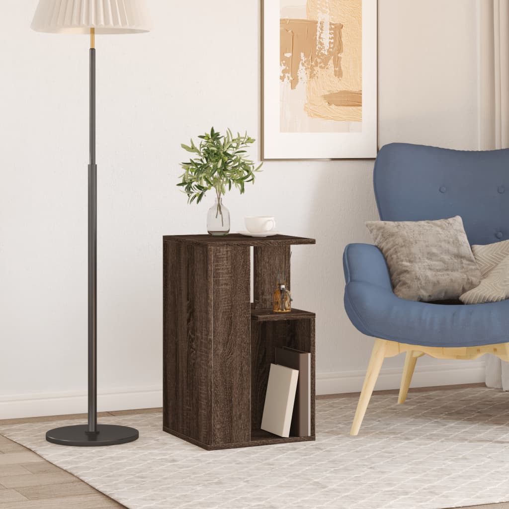 Table d'appoint chêne marron 35x35x60 cm bois d'ingénierie - XIOS