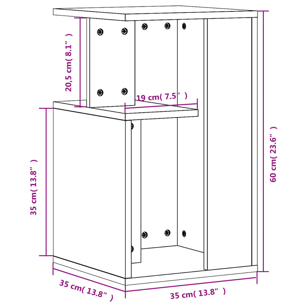 Table d'appoint chêne marron 35x35x60 cm bois d'ingénierie - XIOS