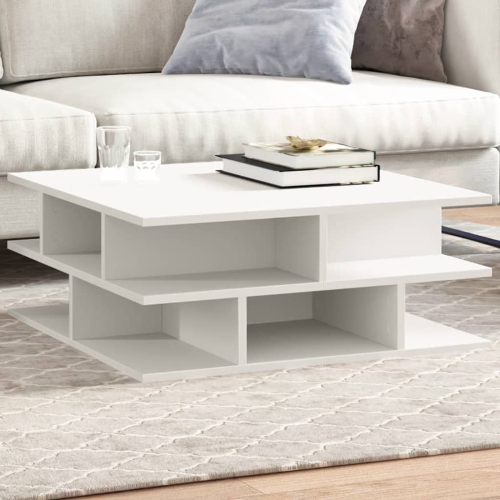 Table basse blanc 70x70x29 cm bois d'ingénierie - XIOS