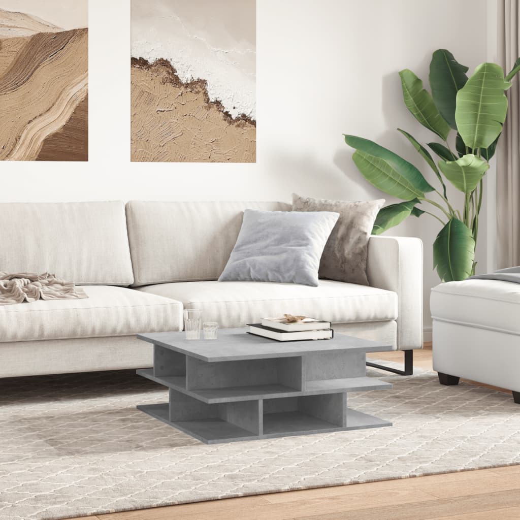 Table basse gris béton 70x70x29 cm bois d'ingénierie - XIOS