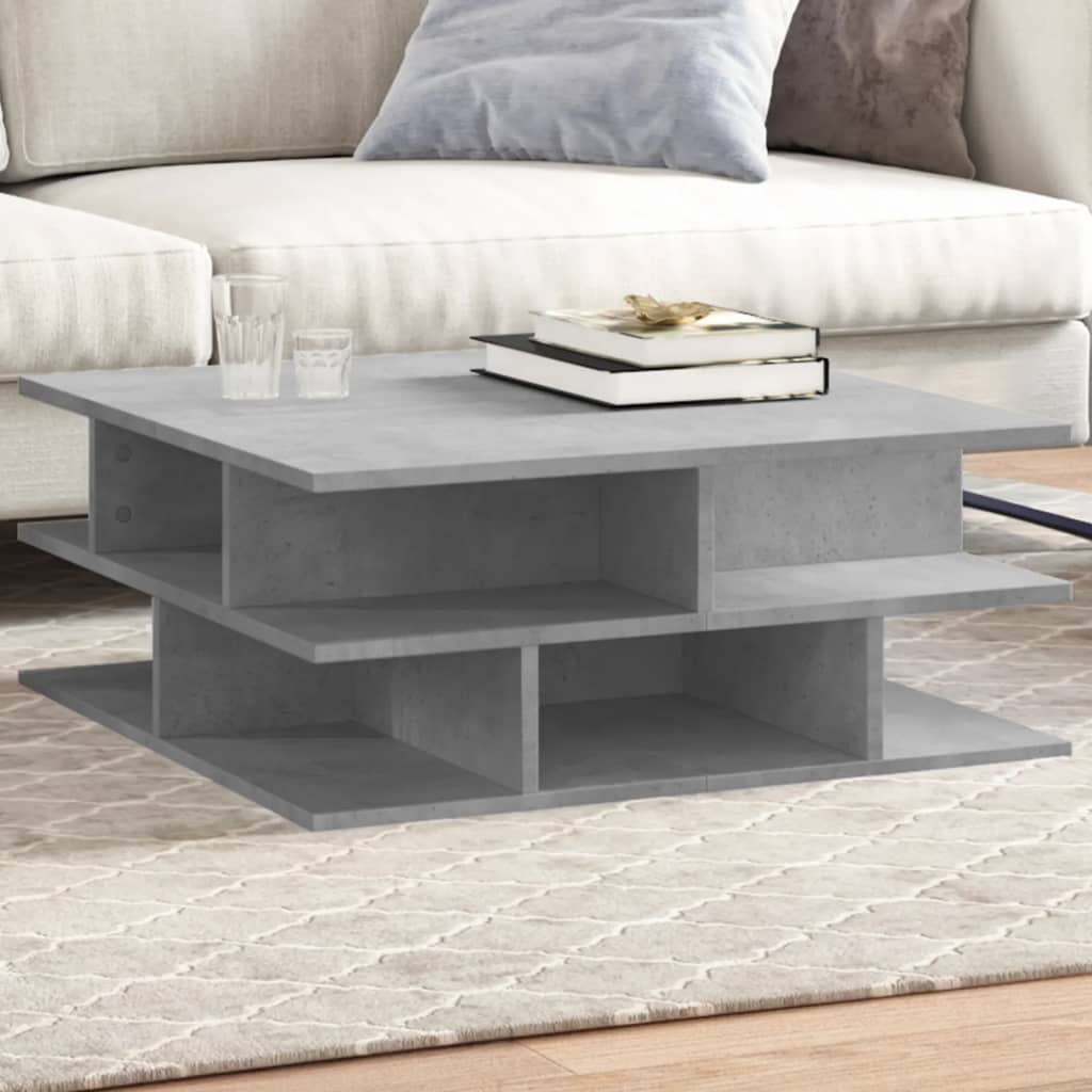 Table basse gris béton 70x70x29 cm bois d'ingénierie - XIOS