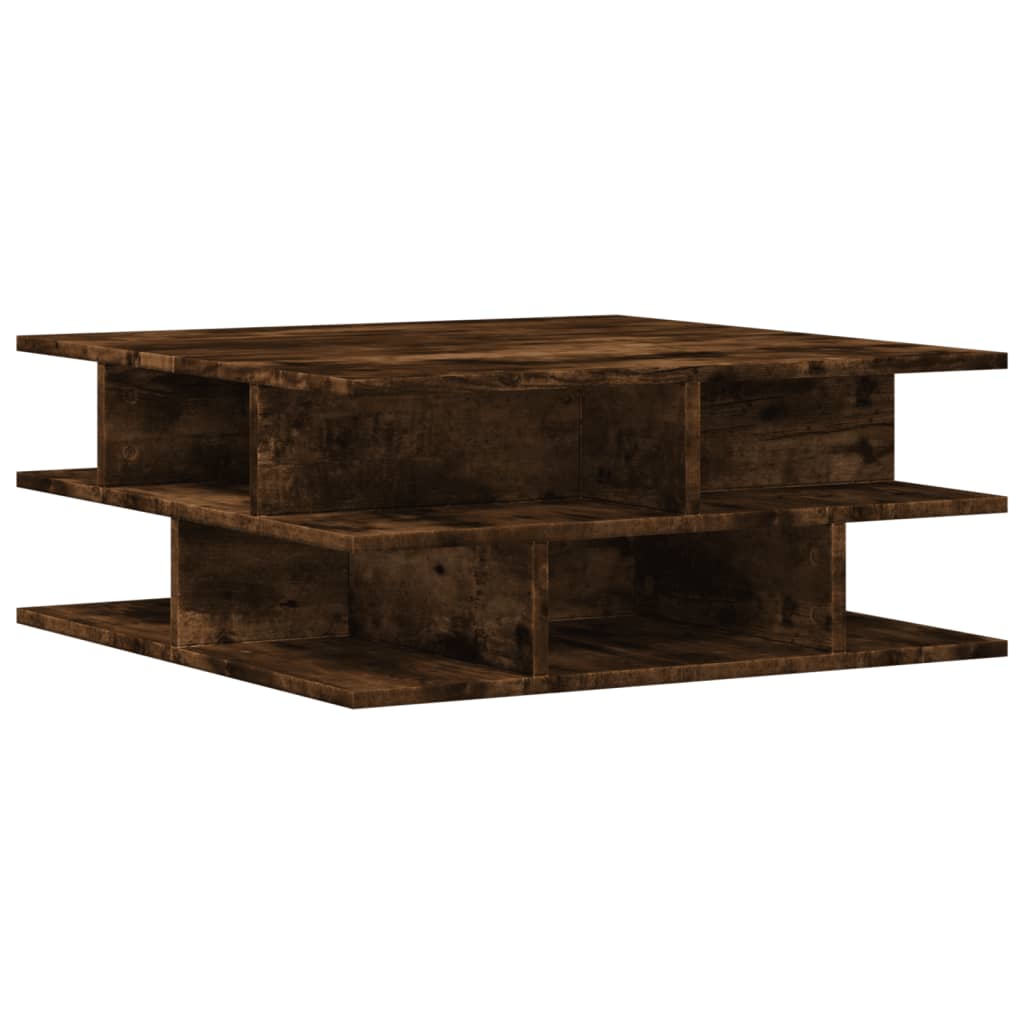 Table basse chêne fumé 70x70x29 cm bois d'ingénierie - XIOS