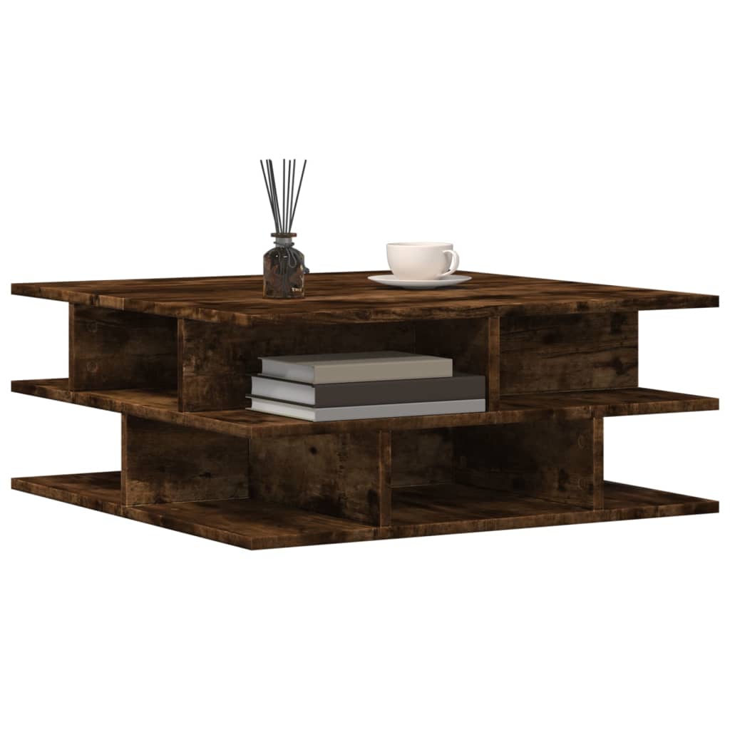 Table basse chêne fumé 70x70x29 cm bois d'ingénierie - XIOS