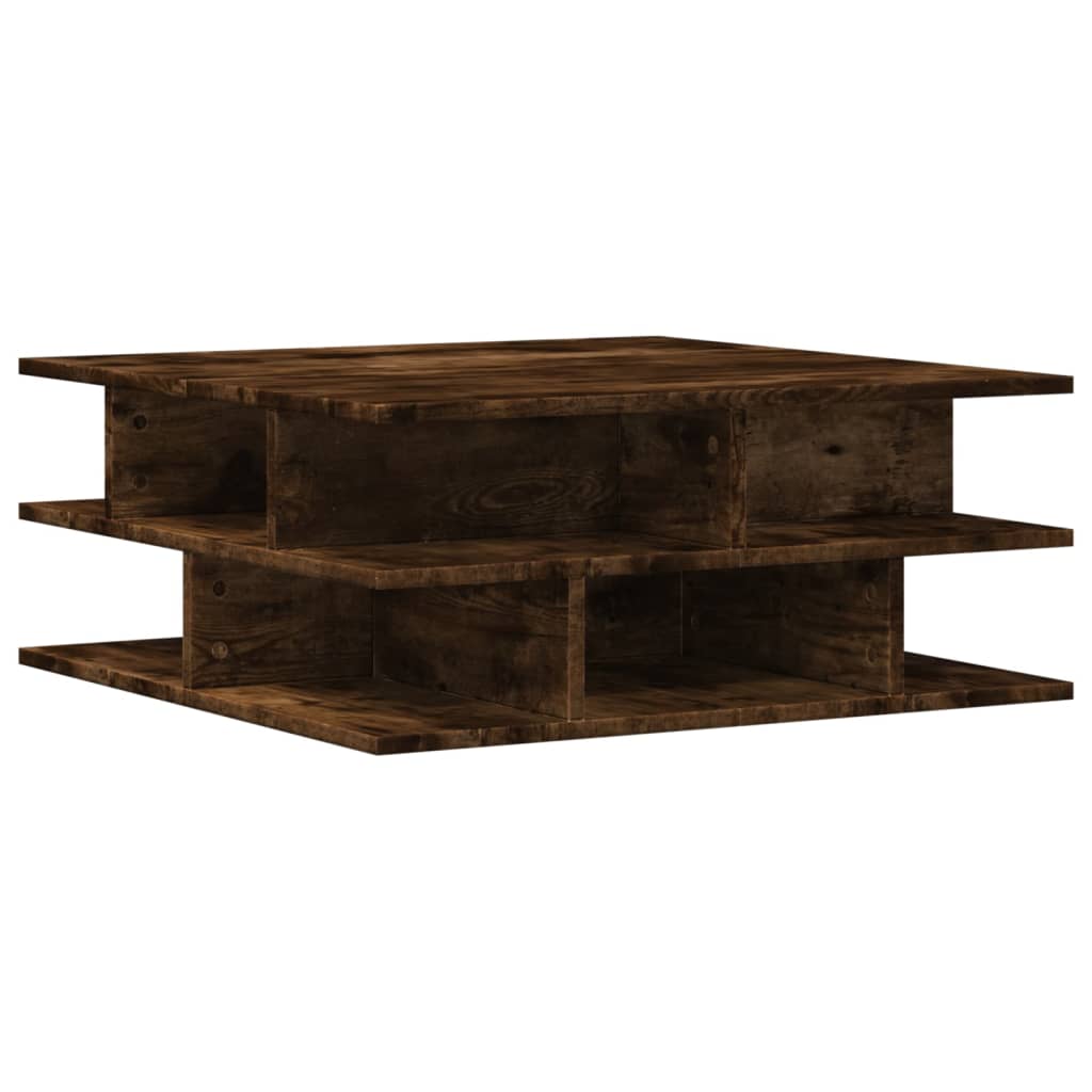 Table basse chêne fumé 70x70x29 cm bois d'ingénierie - XIOS