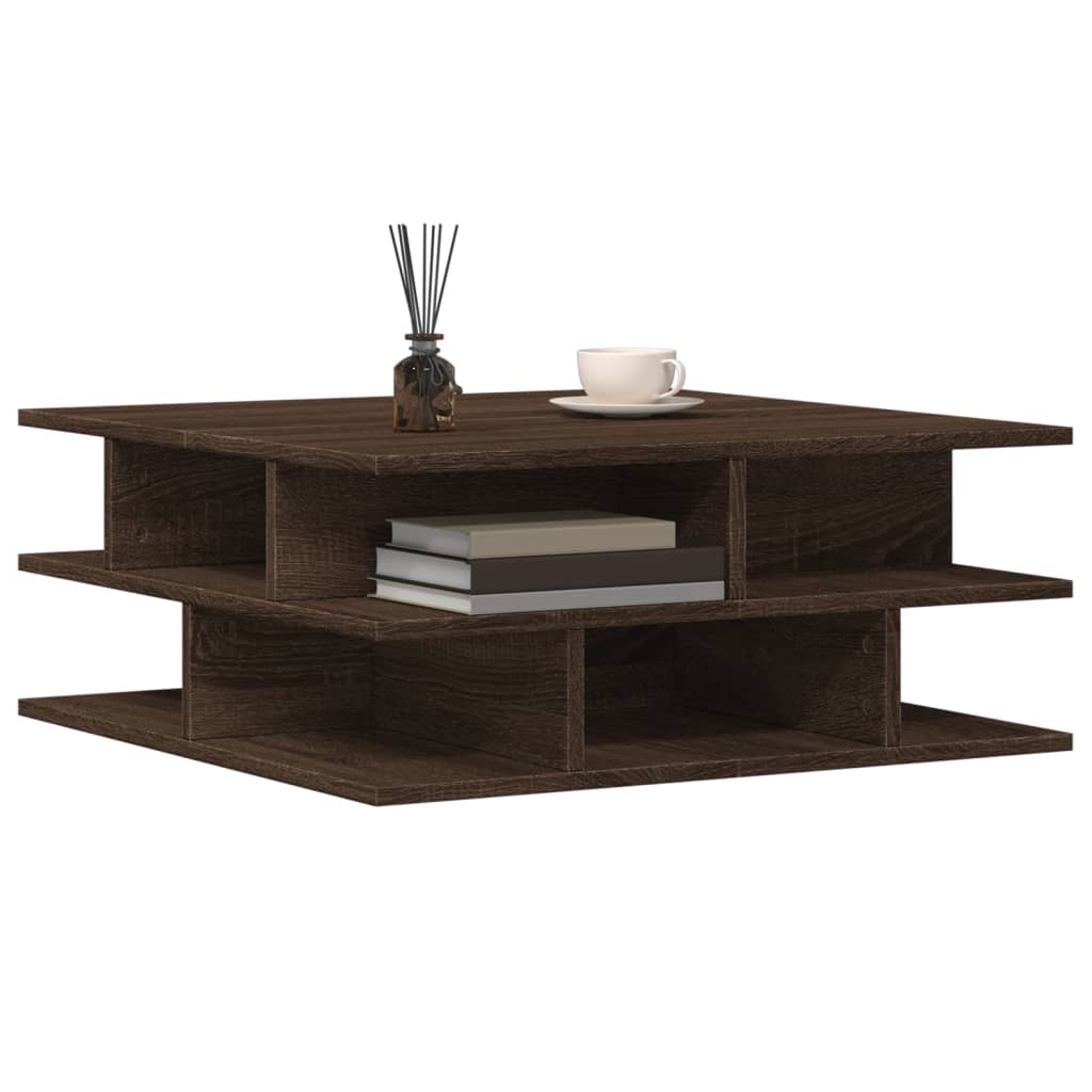 Table basse chêne marron 70x70x29 cm bois d'ingénierie - XIOS