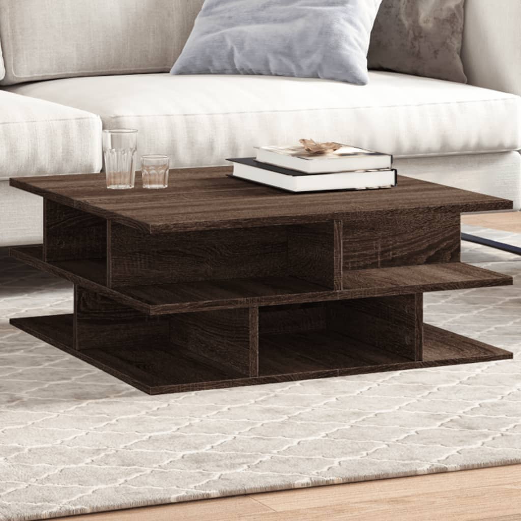Table basse chêne marron 70x70x29 cm bois d'ingénierie - XIOS