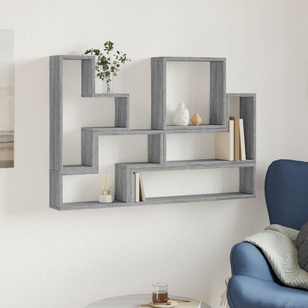 Étagère murale sonoma gris 96x12x64 cm bois d'ingénierie Étagères murales & corniches vidaXL