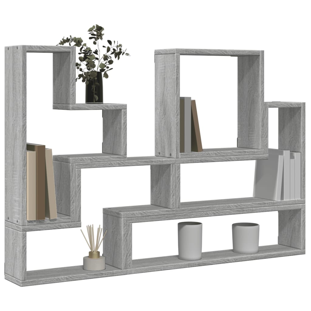 Étagère murale sonoma gris 96x12x64 cm bois d'ingénierie Étagères murales & corniches vidaXL