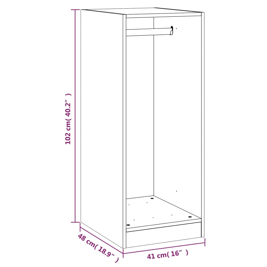 Garde-robe gris béton 48x41x102 cm bois d'ingénierie - XIOS