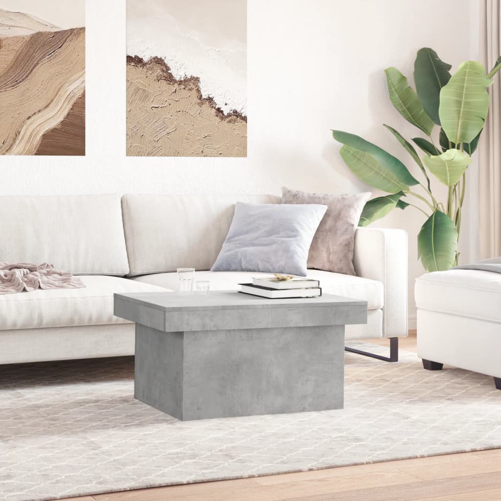 Table basse gris béton 80x55x40 cm bois d'ingénierie XIOS