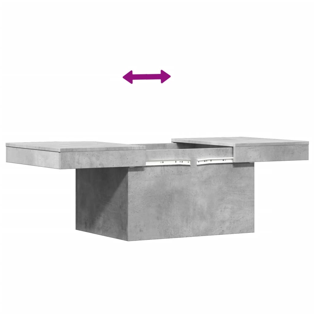 Table basse gris béton 80x55x40 cm bois d'ingénierie XIOS