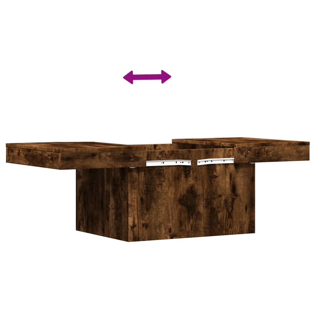 Table basse chêne fumé 80x55x40 cm bois d'ingénierie - XIOS