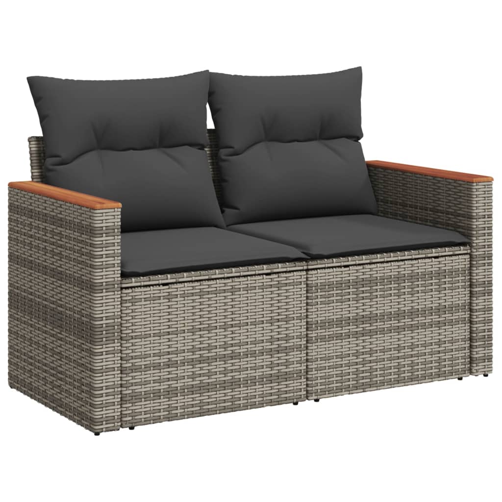 Salon de jardin avec coussins 10 pcs gris résine tressée