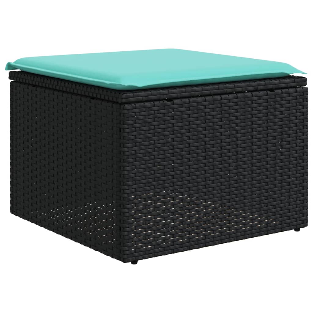 Salon de jardin 6 pcs avec coussins noir résine tressée