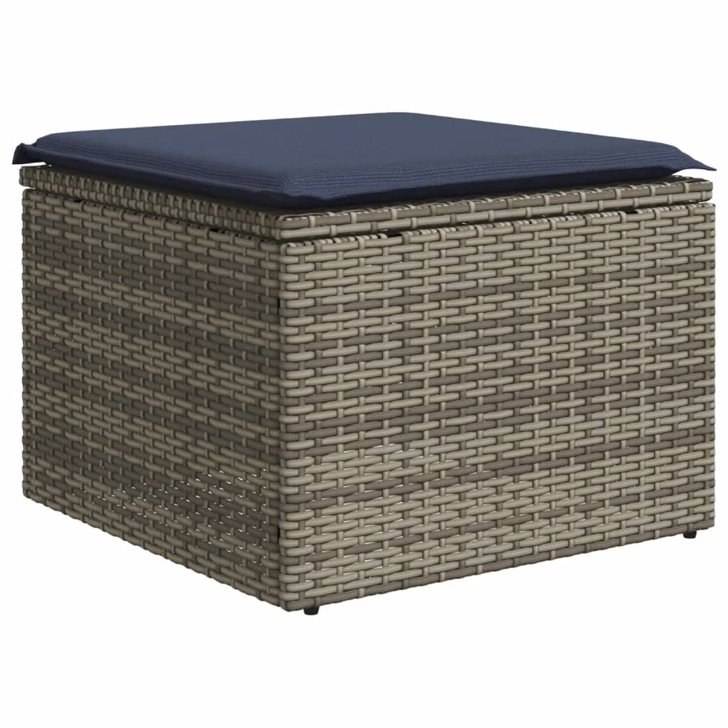 Ensemble de canapé de jardin 7 pcs avec coussins gris résine tressée