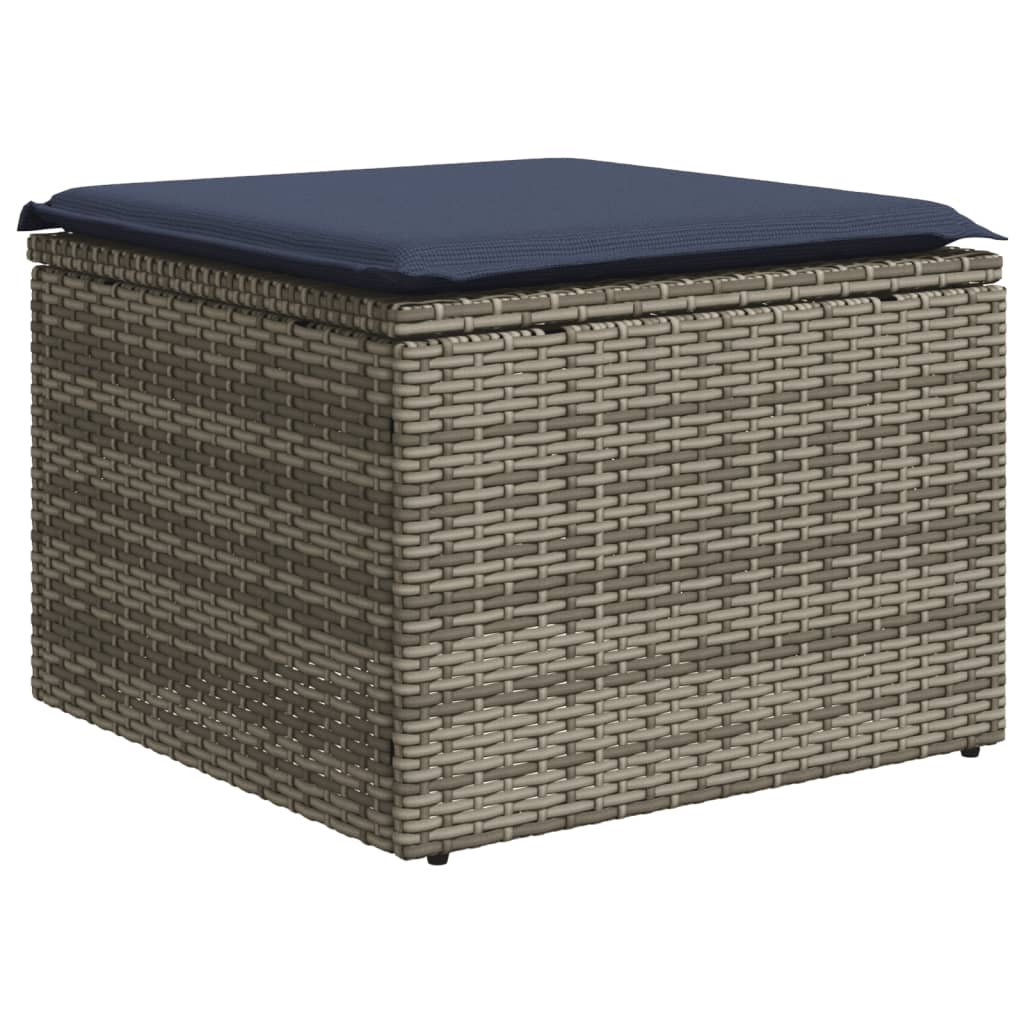 Ensemble de canapé de jardin 11 pcs avec coussins gris résine tressée