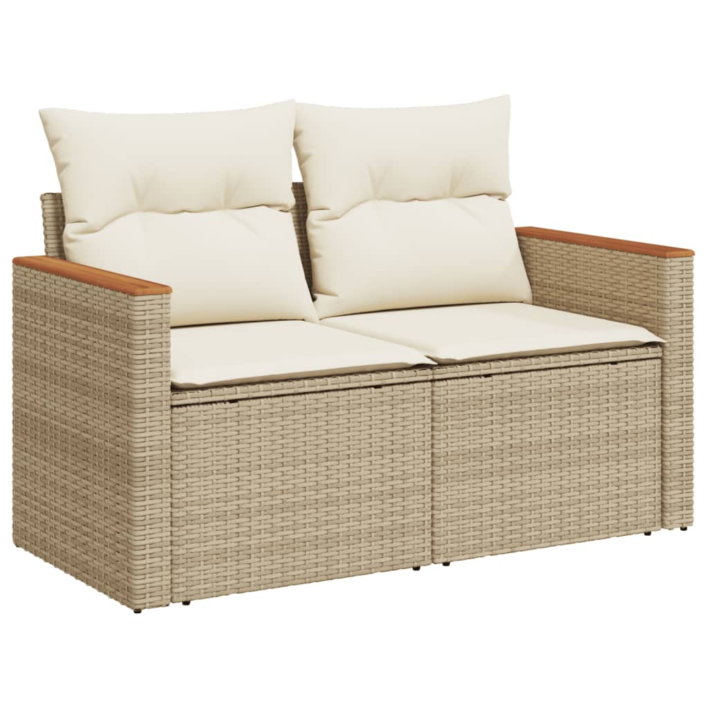 Salon de jardin avec coussins 10 pcs beige résine tressée