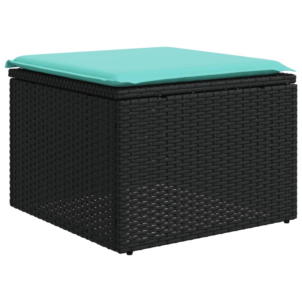 Salon de jardin 4 pcs avec coussins noir résine tressée