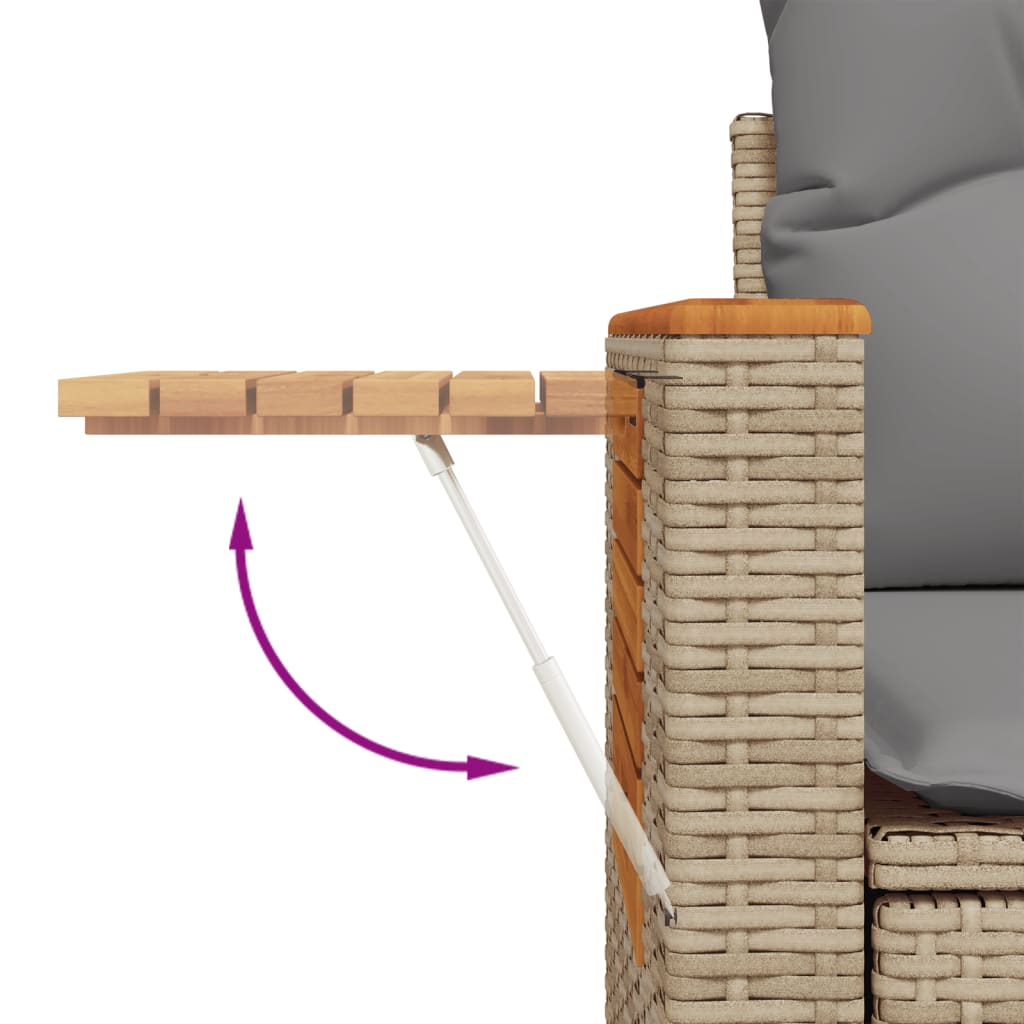 Salon de jardin avec coussins 8 pcs beige résine tressée