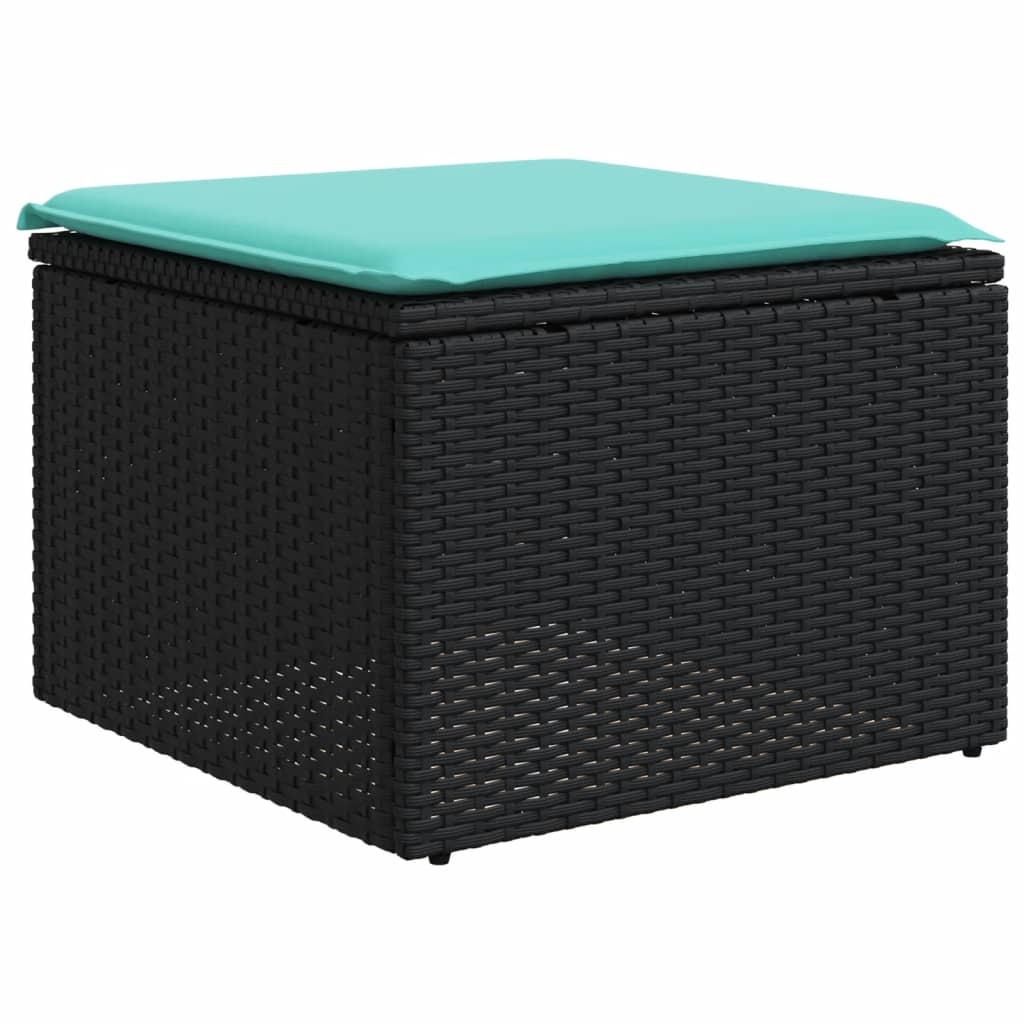 Salon de jardin 6 pcs avec coussins noir résine tressée