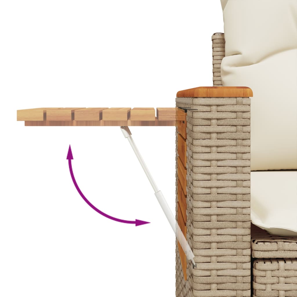 Salon de jardin avec coussins 8 pcs beige résine tressée