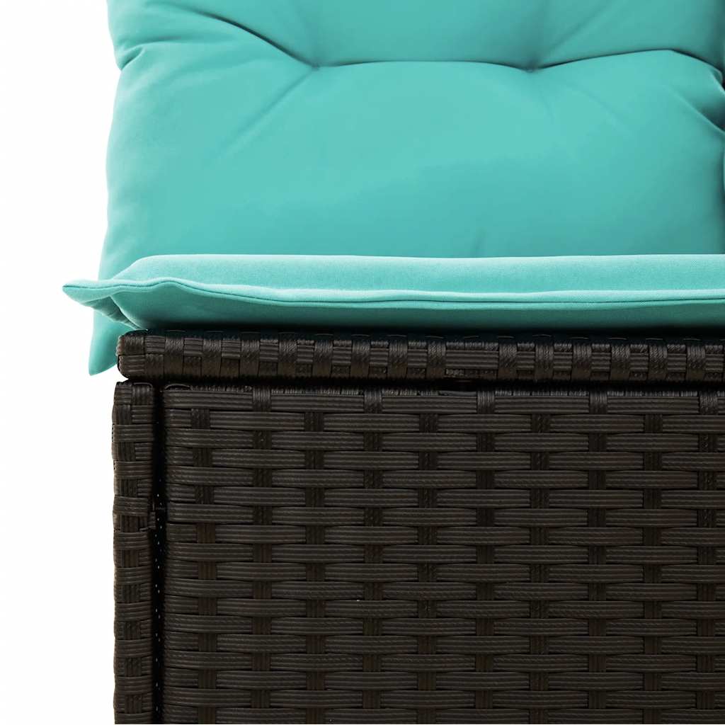 Salon de jardin 4 pcs avec coussins noir résine tressée