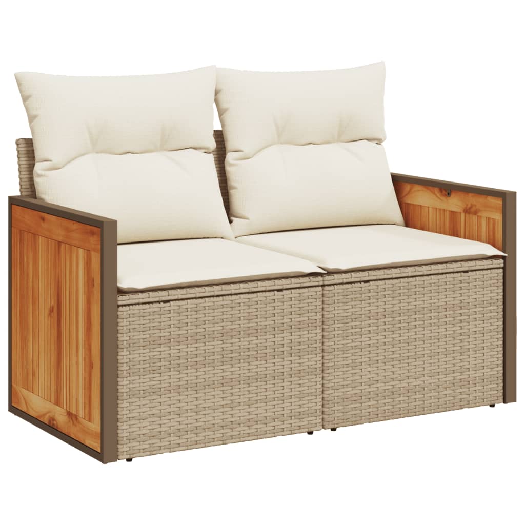 Salon de jardin avec coussins 9 pcs beige résine tressée