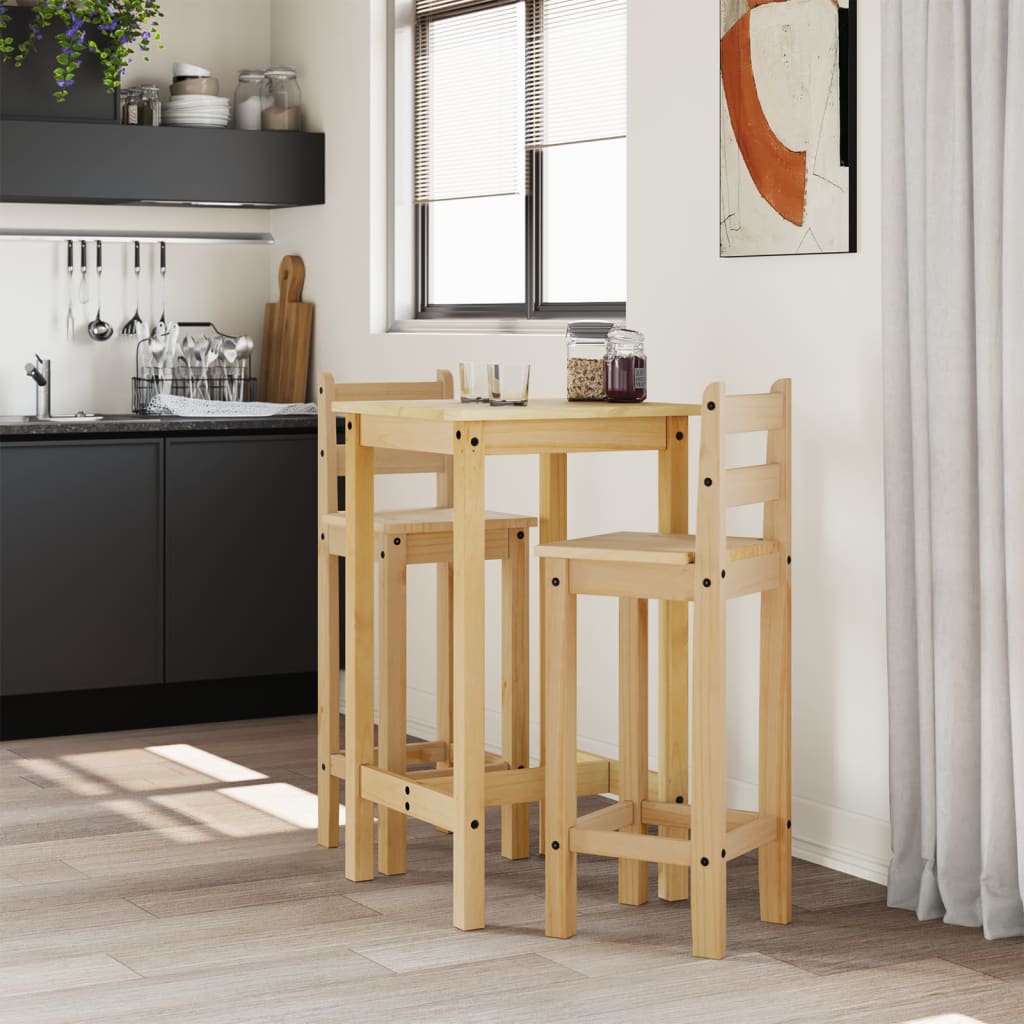 Ensemble de bar 3 pcs Bois de pin massif - XIOS