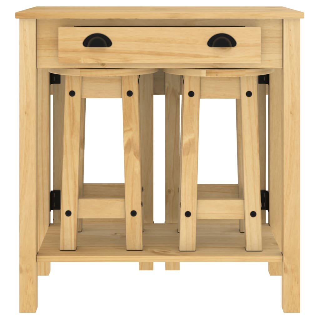 Ensemble de bar 3 pcs bois de pin massif - XIOS