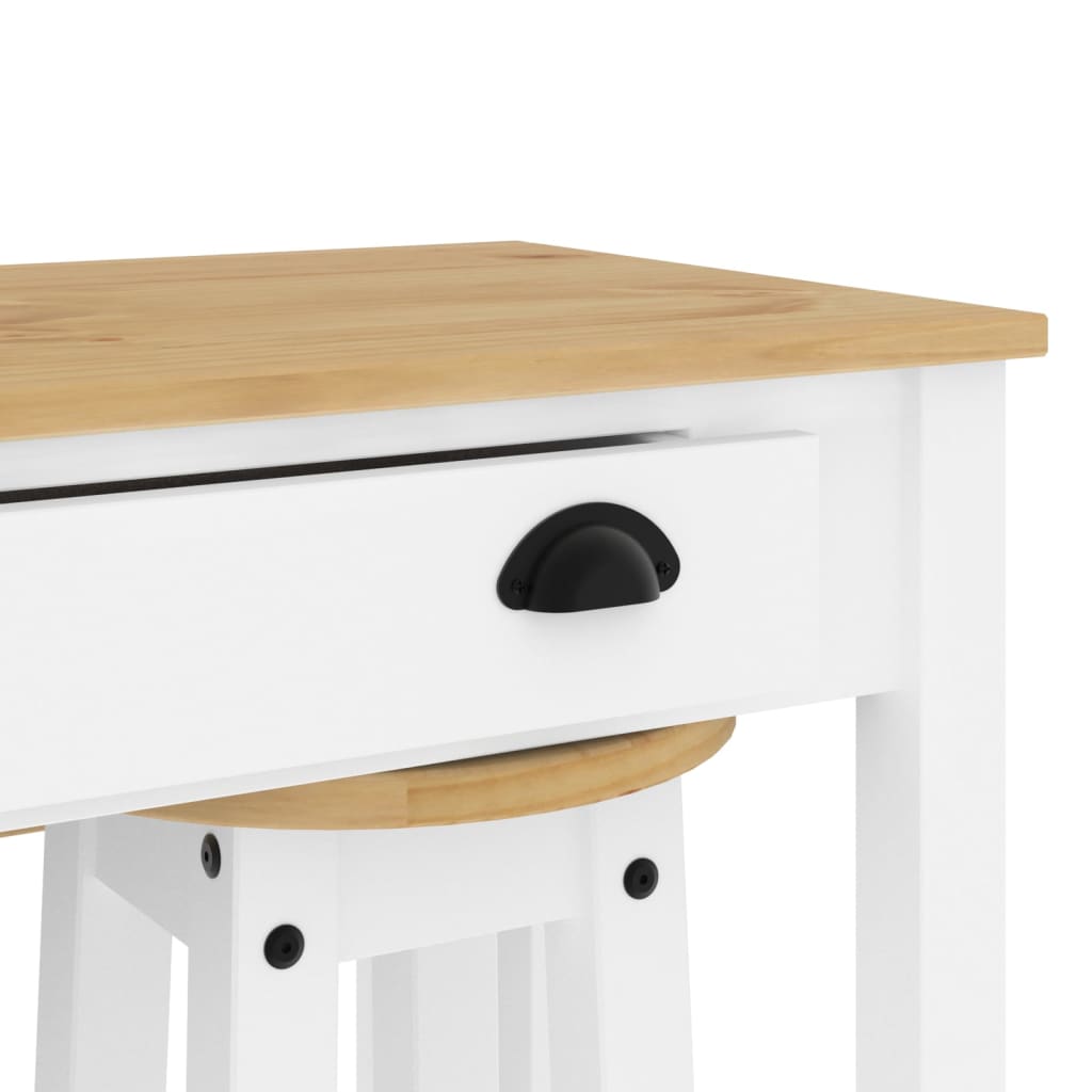 Ensemble de bar 3 pcs blanc bois de pin massif - XIOS