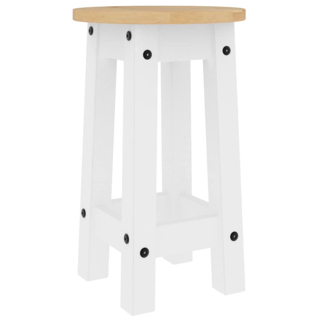 Tabourets de bar lot de 2 blanc bois massif de pin - XIOS