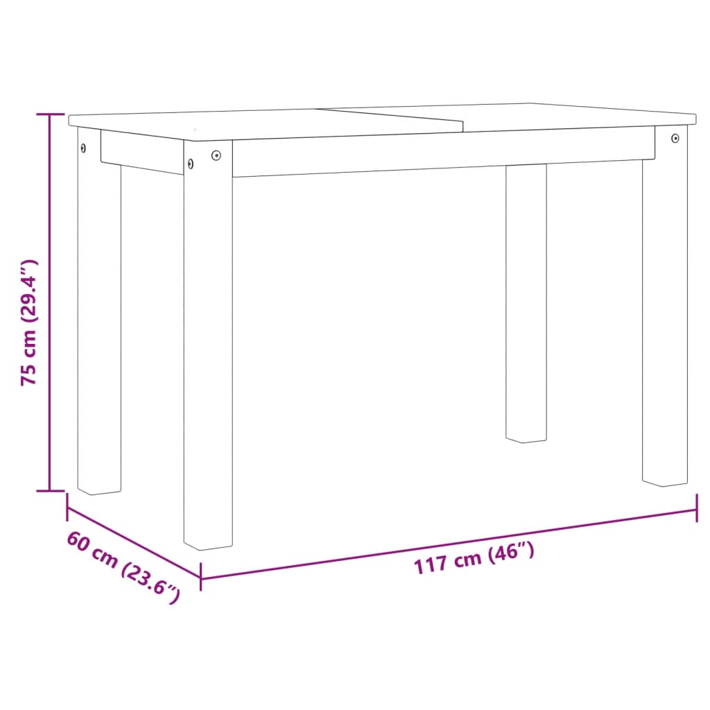 Table à manger Panama blanc 117x60x75 cm bois massif de pin - XIOS