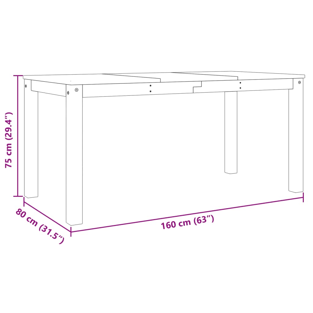 Table à manger Panama 160x80x75 cm bois massif de pin - XIOS