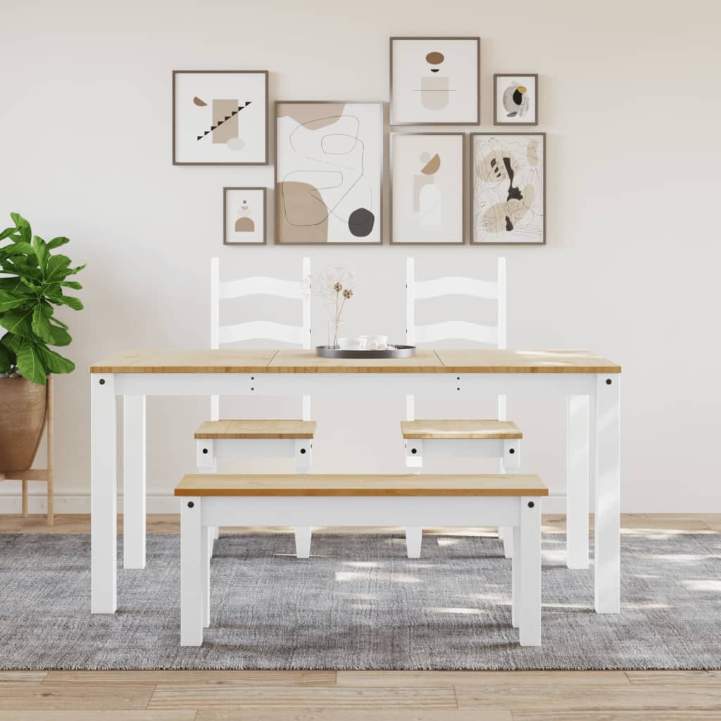 Table à manger Panama blanc 160x80x75 cm bois massif de pin - XIOS