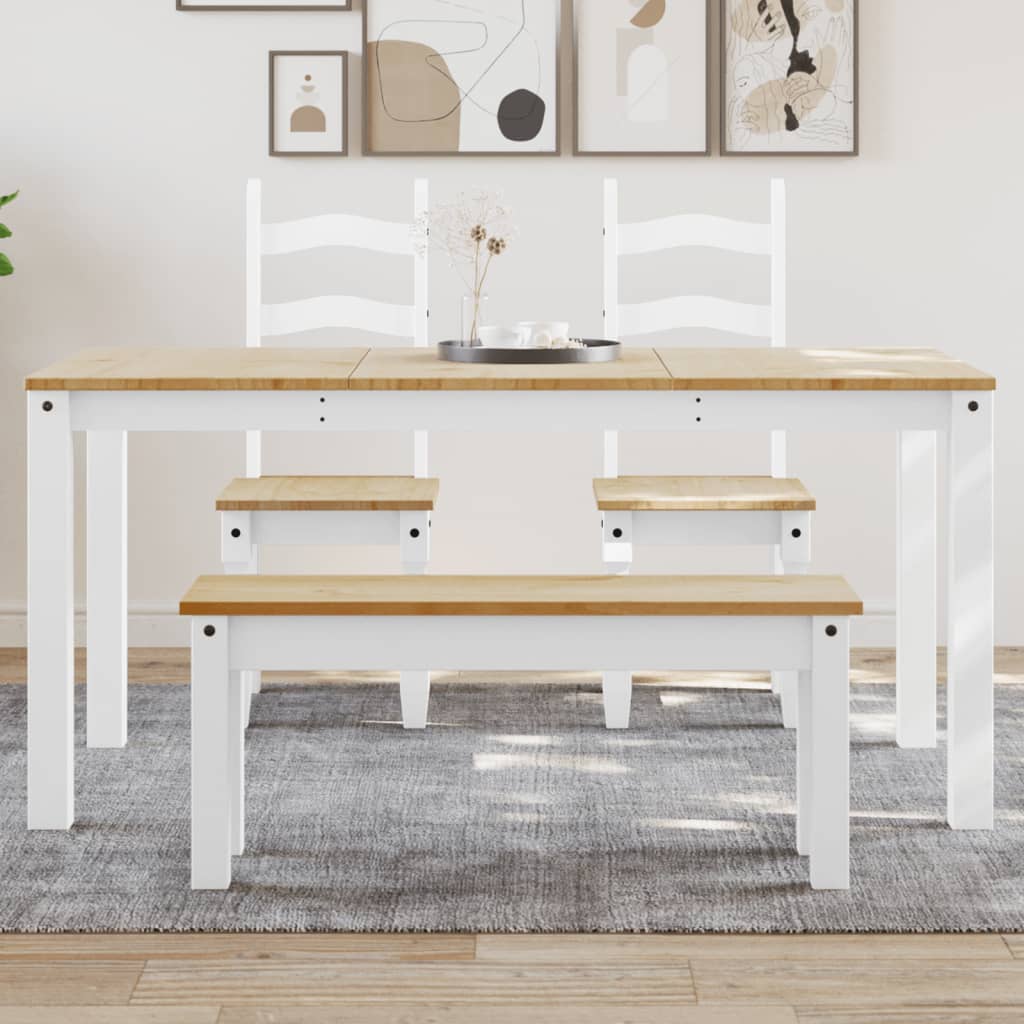 Table à manger Panama blanc 160x80x75 cm bois massif de pin - XIOS
