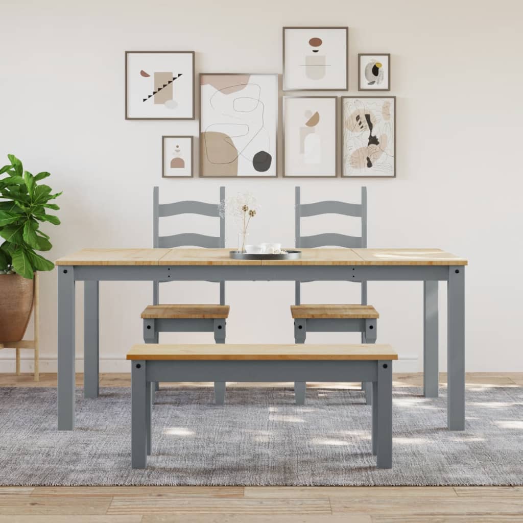 Table à manger Panama gris 180x90x75 cm bois massif de pin - XIOS