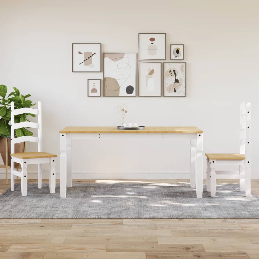 Table à manger Corona blanc 160x80x75 cm bois massif de pin - XIOS