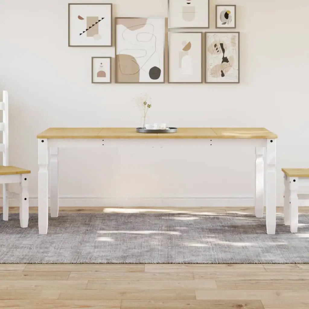 Table à manger Corona blanc 180x90x75 cm bois massif de pin - XIOS